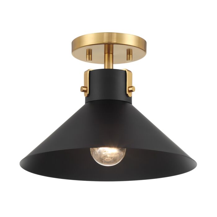  Ceiling Light in Matte Black and Natural Brass