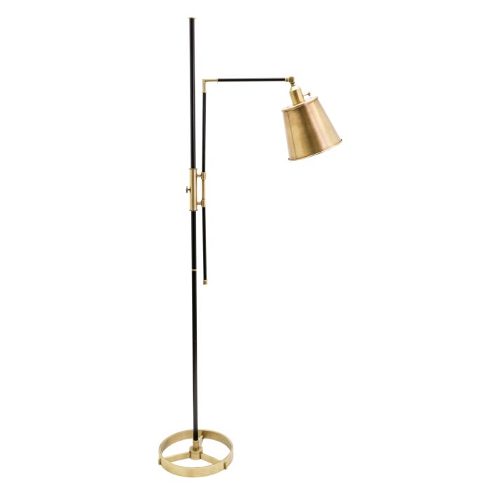 House of Troy Morgan 65 Inch Floor Lamp in Black with Antique Brass