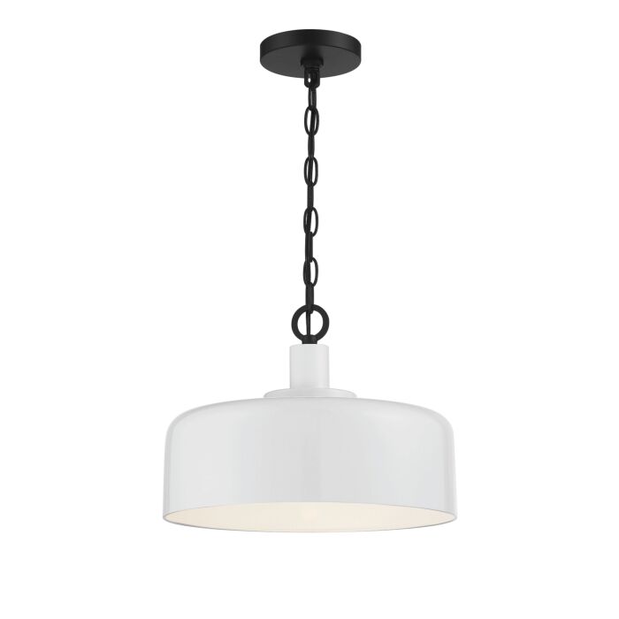 Meridian Calvin Pendant in White With Black Accents