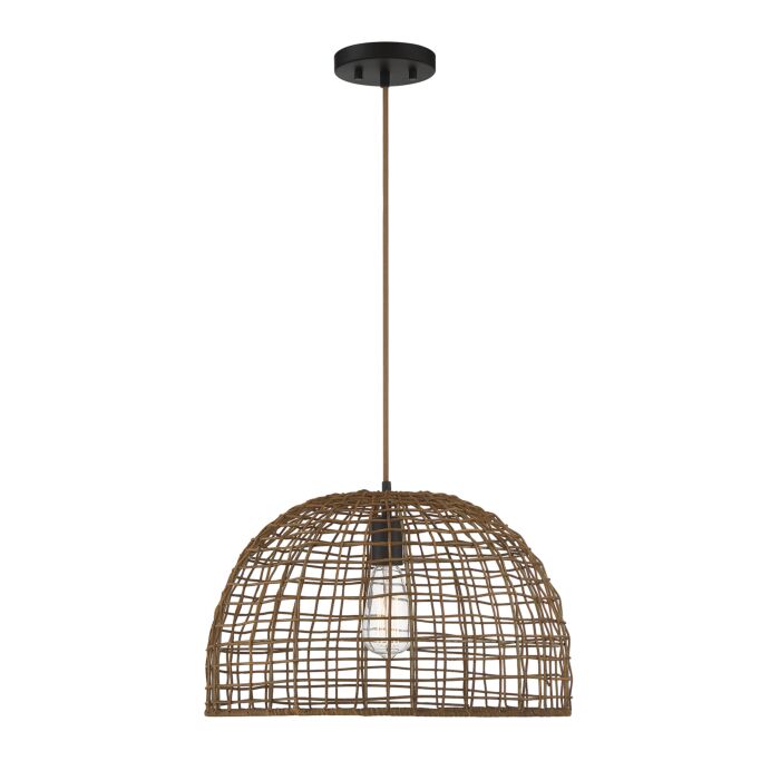 Trade Winds Lighting 1 Light Pendant Light In Dark Rattan With A Dark Brown Socket