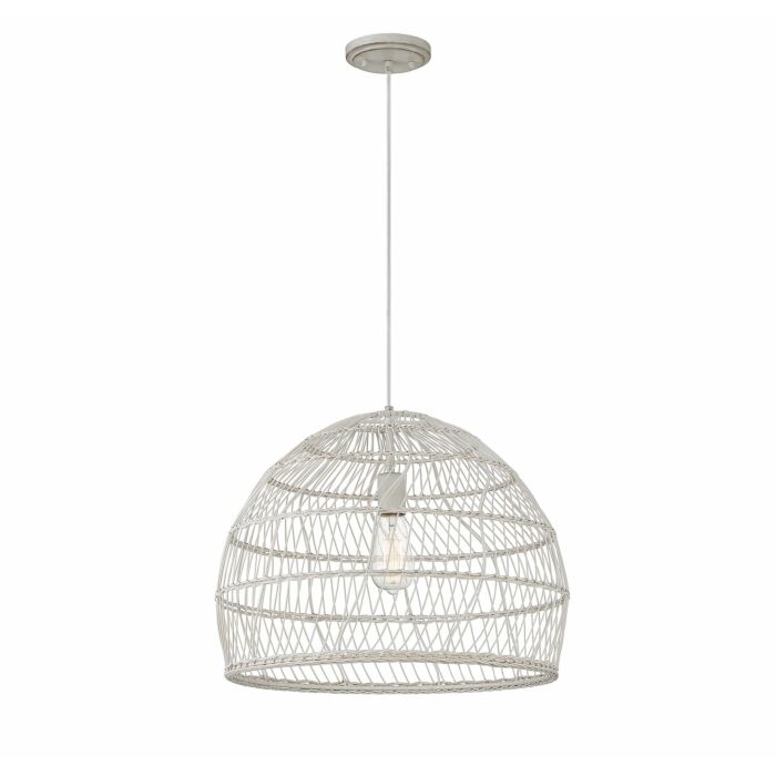 Trade Winds Lighting 1 Light Pendant Light In White Rattan With A White Socket