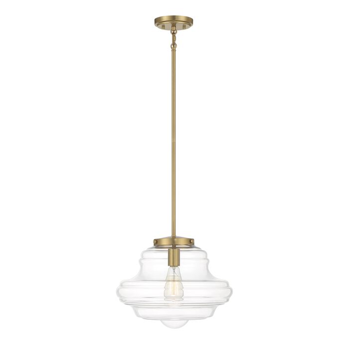 Meridian 1 Light Pendant in Natural Brass