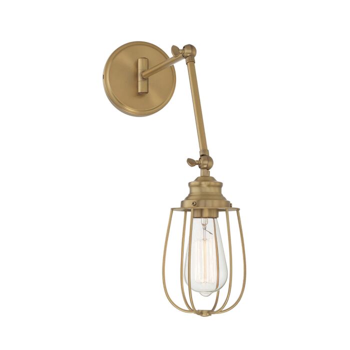 Meridian 1 Light Adjustable Wall Sconce in Natural Brass