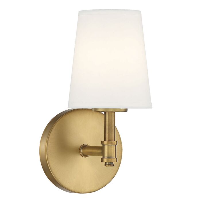 Meridian 1 Light Wall Sconce in Natural Brass
