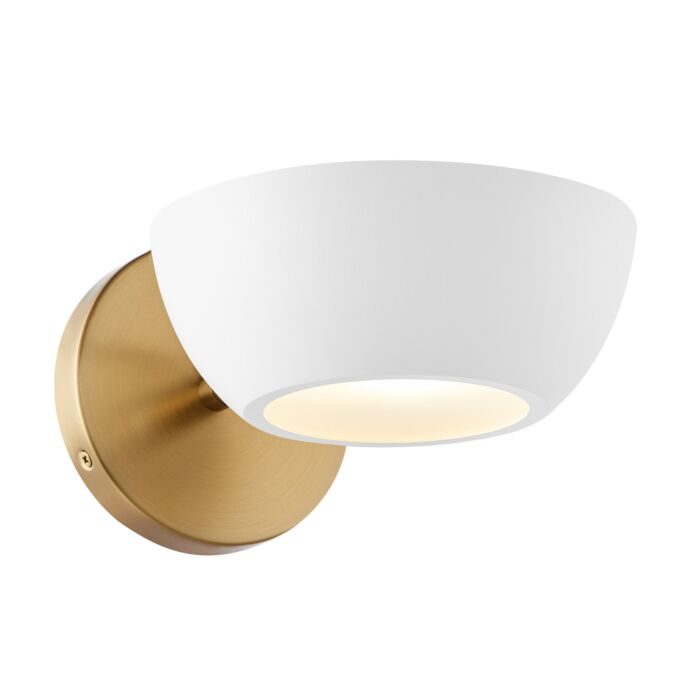  Wall Sconce in White and Natural Brass
