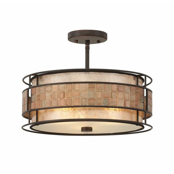 Quoizel Laguna 3 Light Semi Flush Mount in Bronze Finish