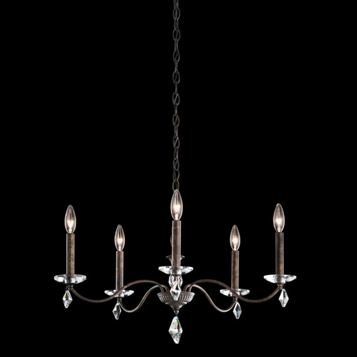 Schonbek Modique 5 Light Chandelier in Heirloom Bronze with Clear Heritage Crystals