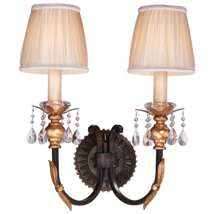 Metropolitan Bella Cristallo 18.75 Inch 2 Light Wall Sconce in French Bronze