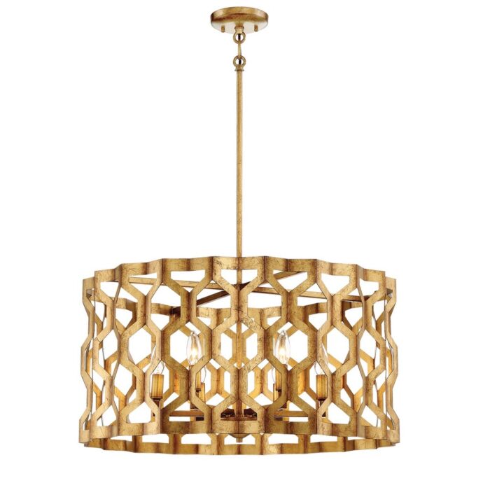 Metropolitan Coronade 26 Inch 6 Light Pendant Light in Pandora Gold Leaf