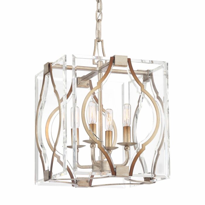 Metropolitan Brenton Cove 4 Light 14 Inch Pendant Light in Gold Mist Gold Leaf
