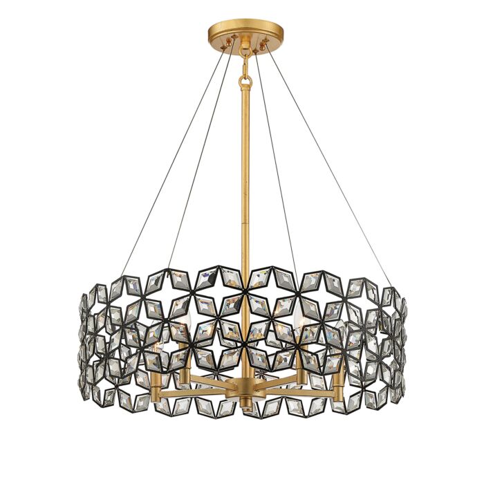 Metropolitan Brookcrest 5 Light Chandelier in Sand Coal With Gold Leaf