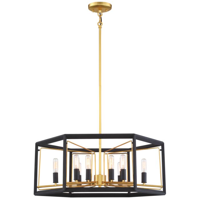 Metropolitan Sable Point 12 Light 26 Inch Pendant Light in Sand Black with Honey Gold Accents