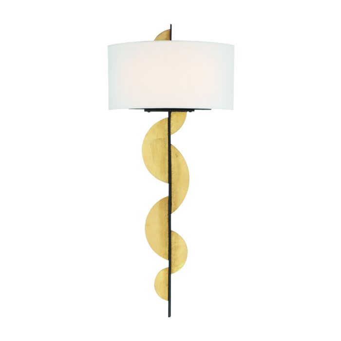 Metropolitan Navia 2 Light Wall Sconce in Sand Coal and Ardent Gold Leaf