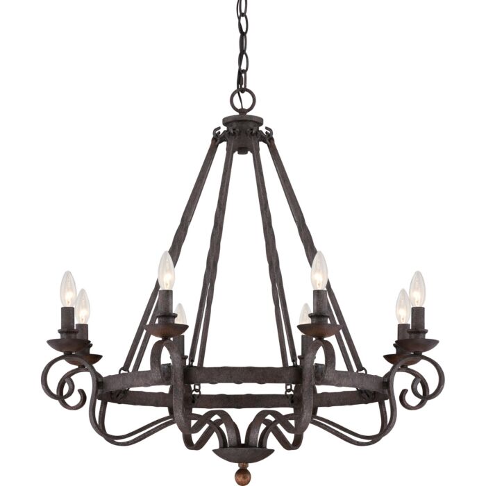 Quoizel Noble 8 Light Chandelier in Rustic Black