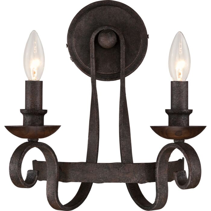 Quoizel Noble 2 Light 14 Inch Wall Sconce in Rustic Black