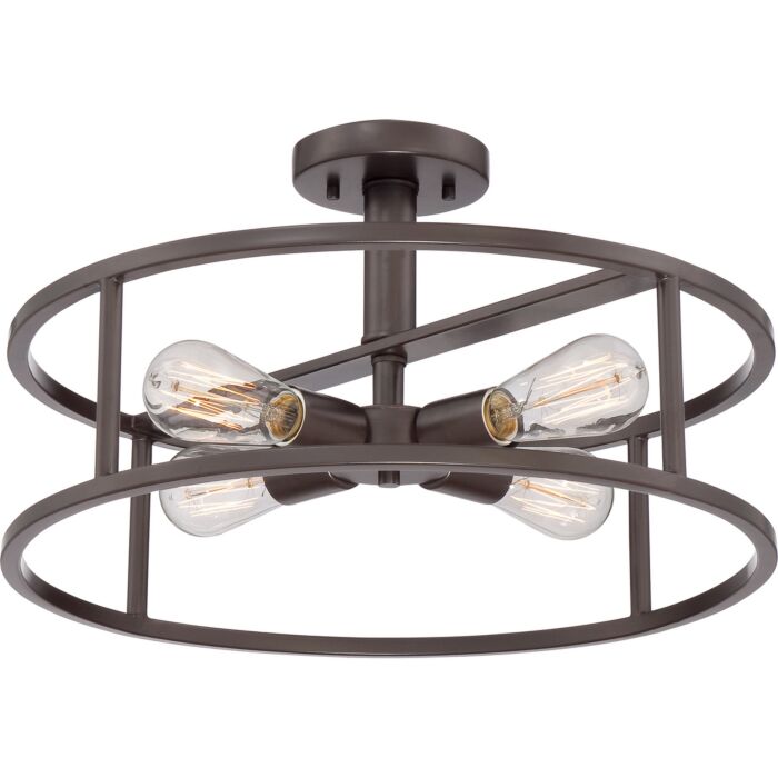 Quoizel New Harbor 4 Light Semi Flush Ceiling Light in Western Bronze