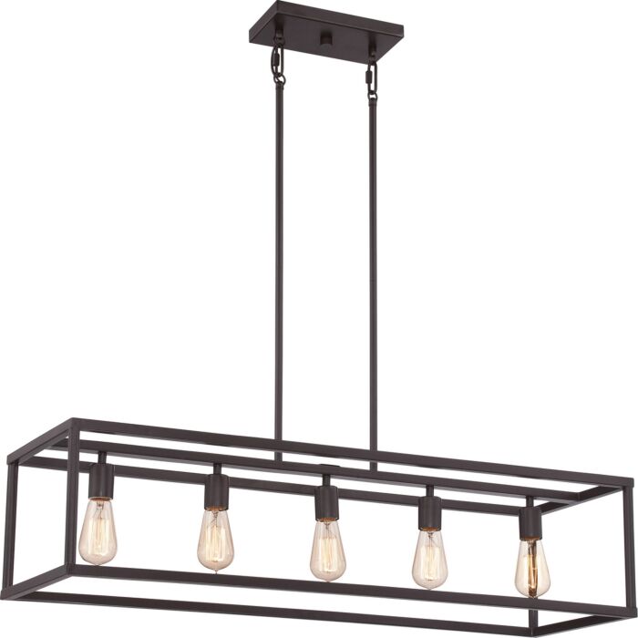 Quoizel New Harbor 5 Light Linear Pendant in Western Bronze