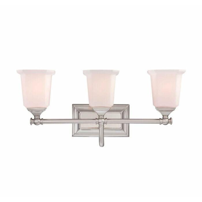 Quoizel Nicholas 3 Light Bathroom Vanity Light in Brushed Nickel