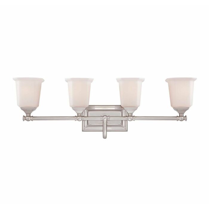 Quoizel Nicholas 4 Light Bathroom Vanity Light in Brushed Nickel