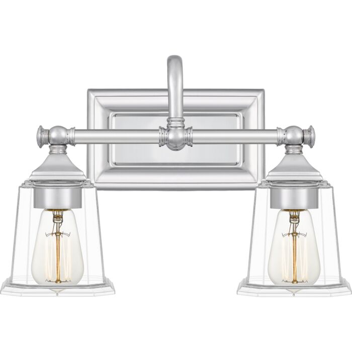 Quoizel Nicholas 2 Light Bathroom Vanity Light in Polished Chrome