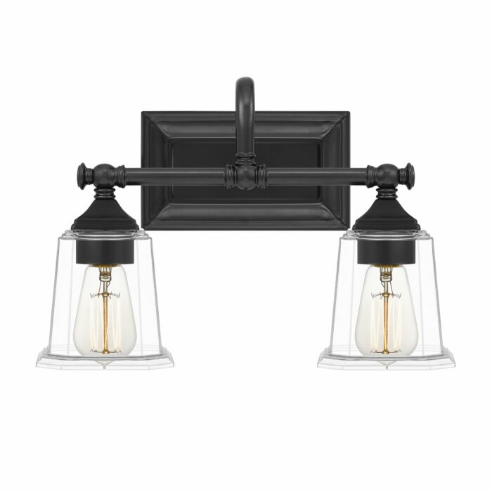 Quoizel Nicholas 2 Light Bathroom Vanity Light in Earth Black