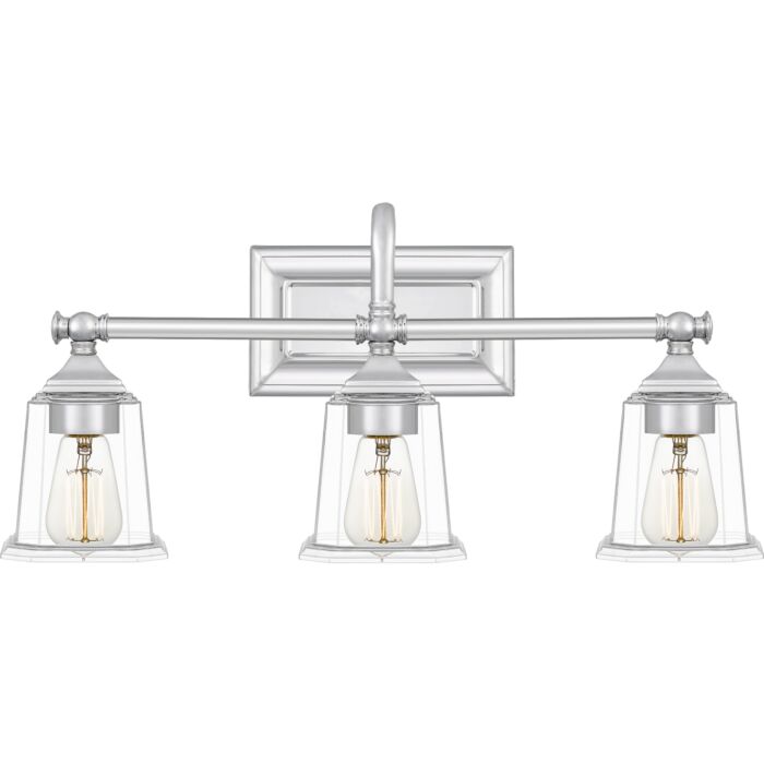 Quoizel Nicholas 3 Light Bathroom Vanity Light in Polished Chrome