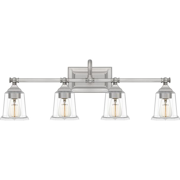 Quoizel Nicholas 4 Light Bathroom Vanity Light in Brushed Nickel