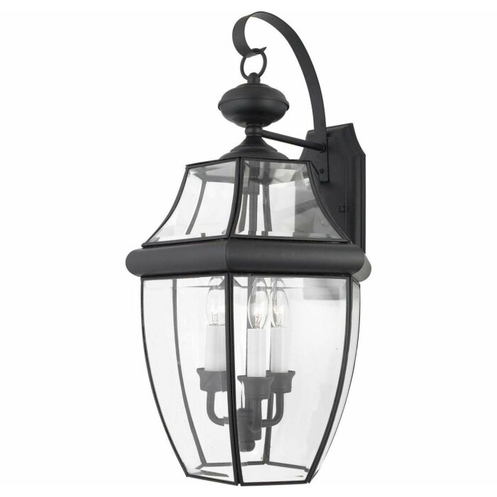 Quoizel Newbury 3 Light 12 Inch Outdoor Wall Lantern in Mystic Black