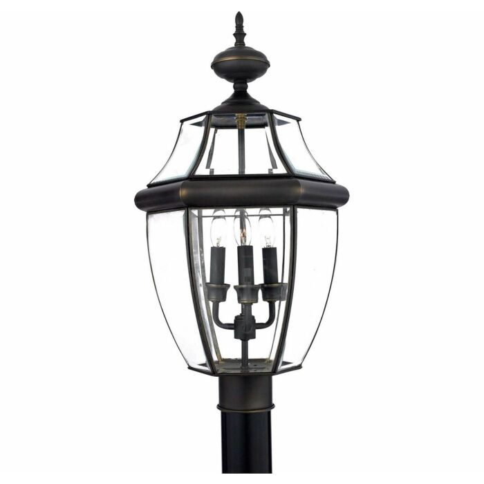 Quoizel Newbury 3 Light 13 Inch Outdoor Post Light in Medici Bronze