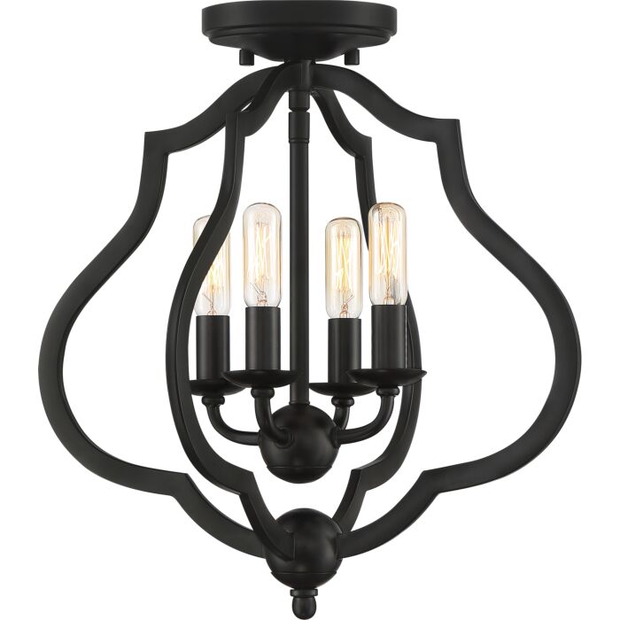 Quoizel O'Keefe 4 Light 15 Inch Quatrefoil Ceiling Light in Matte Black
