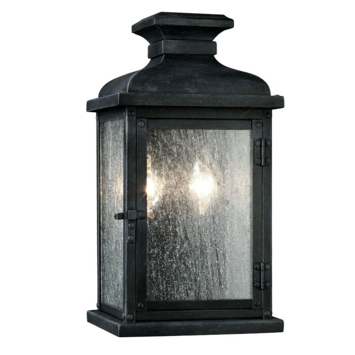Pediment 2 Light Outdoor Wall Light in Dark Weathered Zinc by Sean Lavin