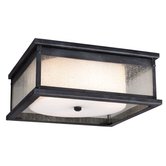 Pediment 3 Light Outdoor Ceiling Light in Dark Weathered Zinc by Sean Lavin