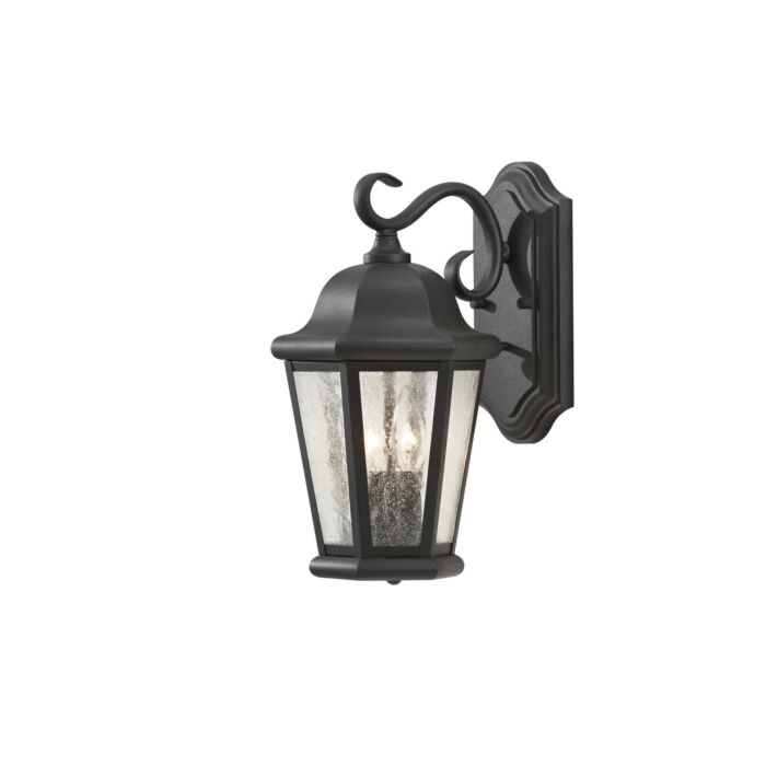 Sea Gull Lighting Martinsville 8 Inch Outdoor Wall Lantern in Black