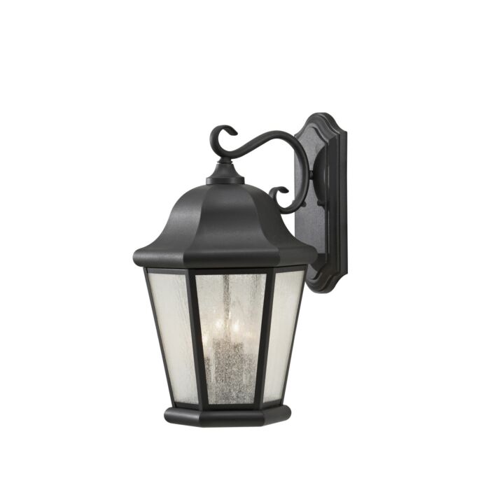 Sea Gull Lighting Martinsville 12 Inch Outdoor Wall Lantern in Black
