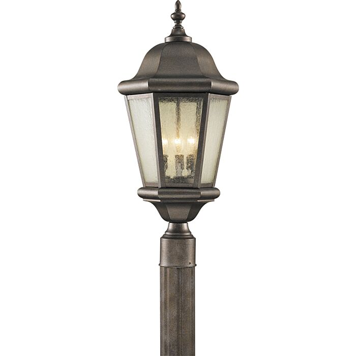Sea Gull Lighting Martinsville 3 Light Post Lantern in Corinthian Bronze