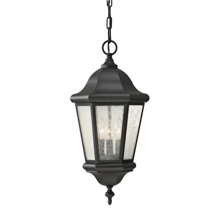 Sea Gull Lighting Martinsville 10 Inch Outdoor Hanging Lantern in Black