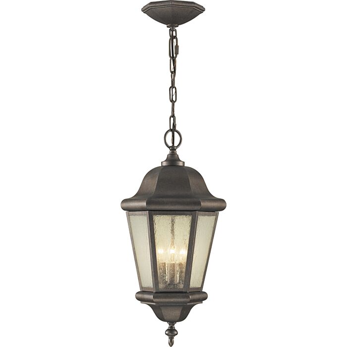 Sea Gull Lighting Martinsville 10 Inch Outdoor Hanging Lantern in Corinthian Bronze