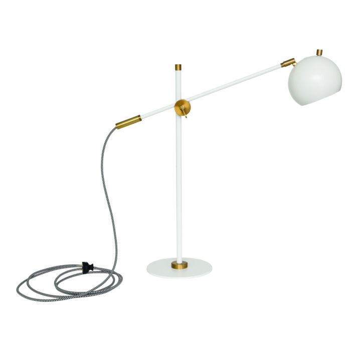 House of Troy Orwell 28 Inch Table Lamp in White with Weathered Brass Accents