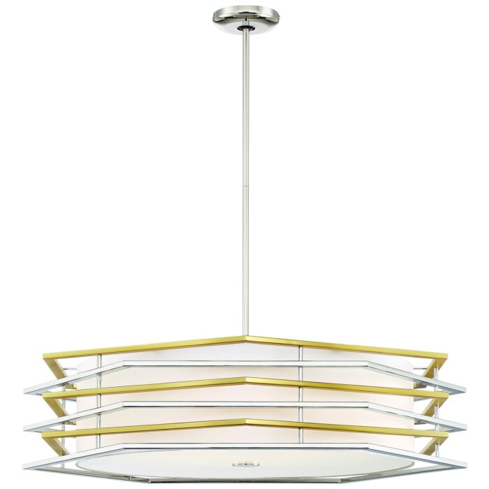 George Kovacs Levels 32 Inch Pendant Light in Polished Nickel with Honey Gold