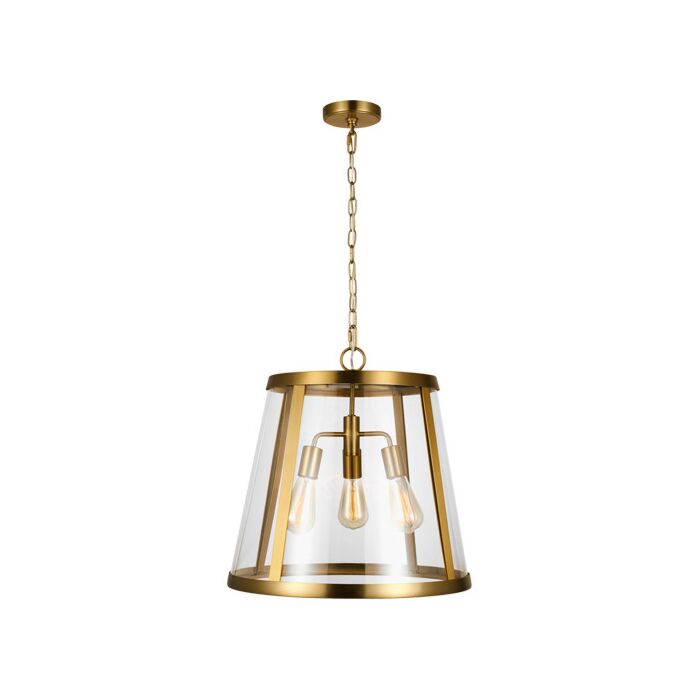 Feiss Harrow 3 Light Pendant Light in Burnished Brass