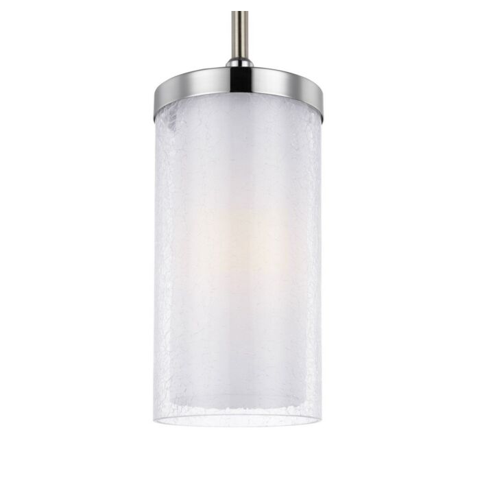 Feiss Jonah 1 Light Mini Pendant in Satin Nickel / Chrome