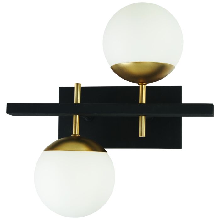 George Kovacs Alluria 2 Light Bathroom Vanity Light in Weathered Black with Autumn Gold