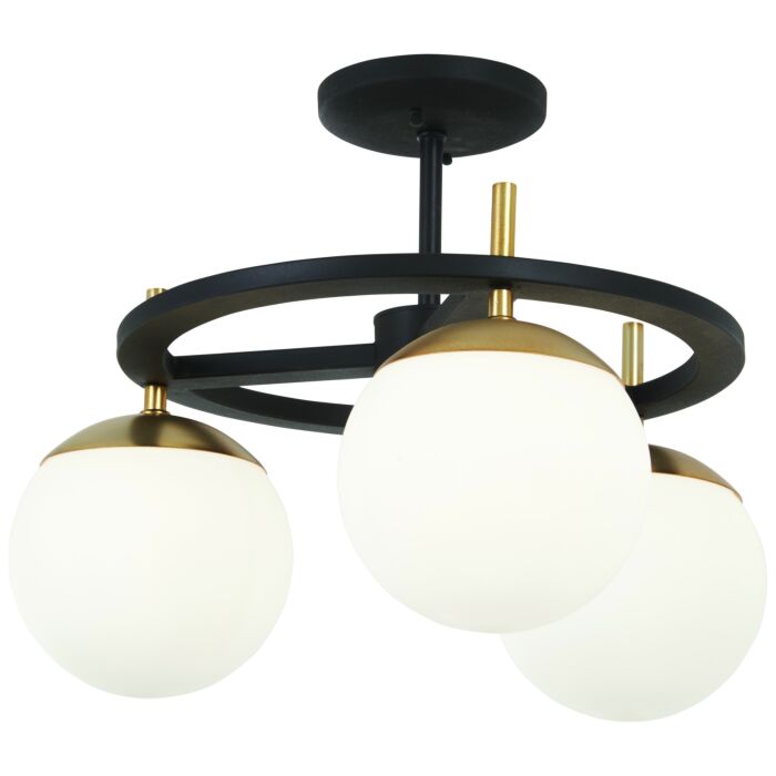 George Kovacs Alluria 3 Light 18 Inch Ceiling Light in Weathered Black with Autumn Gold