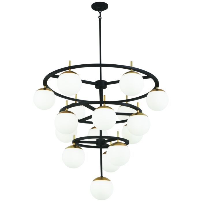 George Kovacs Alluria 16 Light 36 Inch Transitional Chandelier in Weathered Black with Autumn Gold