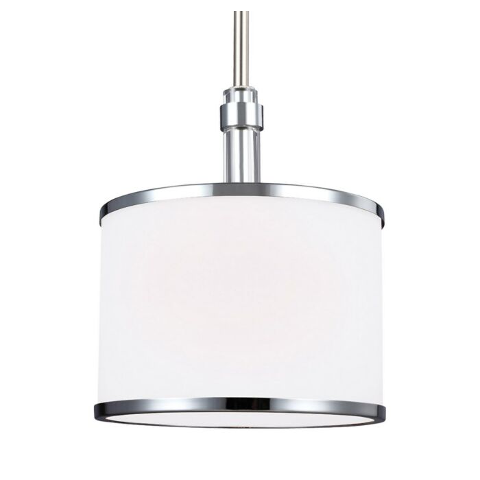 Feiss Prospect Park 1 Light Mini Pendant in Satin Nickel / Chrome
