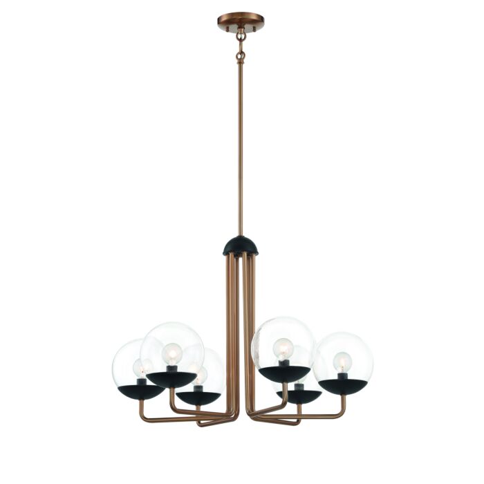 George Kovacs Outer Limits 6 Light Chandelier in Painted Bronze with Natural Brush