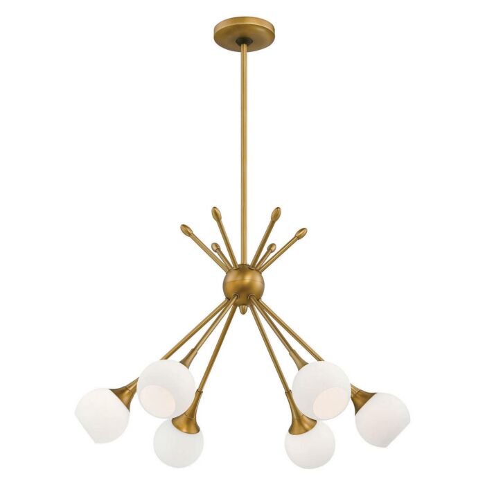 George Kovacs Pontil 6 Light 24 Inch Chandelier in Honey Gold