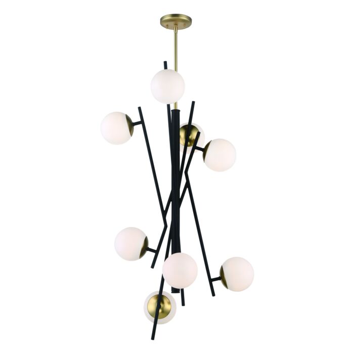 George Kovacs Alluria 8 Light Foyer Light in Weathered Black with Autumn Gold
