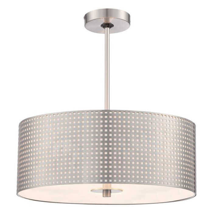 George Kovacs Grid Drum Pendant Light in Brushed Nickel