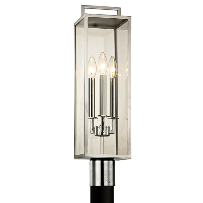 Troy Beckham 3 Light 24 Inch Outdoor Post Light in Polished Satinless